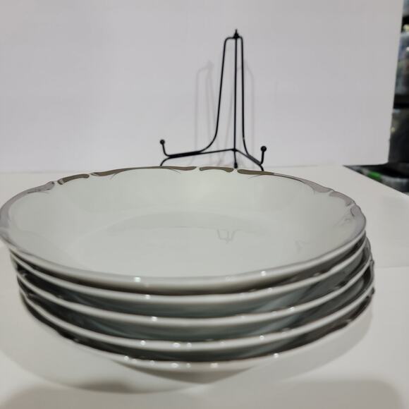 5 Harmony House Japan Starlight Silver Rimmed White Coupe Soup Bowls - Picture 8 of 8